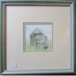 Watercolour of a shed by C Butler 30 cm x 30 cm