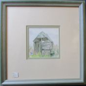 Watercolour of a shed by C Butler 30 cm x 30 cm