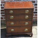 Small George III mahogany chest of drawers on ogee bracket feet & brass plate handles