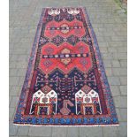 Large red ground Persian Hamadan runner