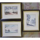 3 watercolours by Norman D Whiting dated 1990 inc Loch Tay 28.5 cm x 23.