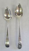 2 silver serving spoons London 1800 & one (hallmarks indistinguishable) total weight 4.