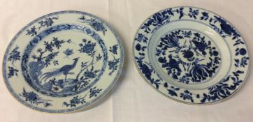 2 18th century Chinese export ware blue & white plates