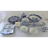 Various blue and white ceramics inc Shelley