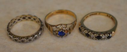 3 9ct gold rings, approx weight 6.