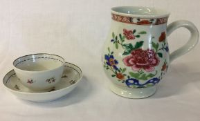 Chinese baluster shape porcelain tankard H 14cm & a 18th century tea bowl & saucer