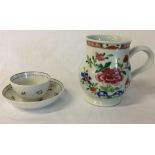 Chinese baluster shape porcelain tankard H 14cm & a 18th century tea bowl & saucer