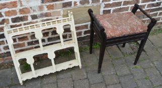 Painted Victorian wall shelf and a piano stool