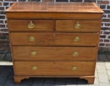 Georgian inlaid chest of drawers on bracket feet with brass plate handles