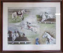 Limited edition Desert Orchid print signed in pencil by Louise Wood and numbered 16/500 75.