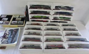 Various Atlas Locomotive Legends trains with associated paperwork