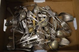 Various silver plated cutlery including spoons, forks,