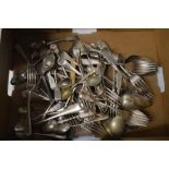 Various silver plated cutlery including spoons, forks,