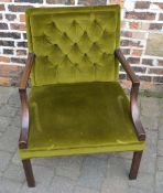 19th century button back open arm chair