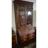 Late 19th cent / early 20th cent bureau bookcase H220cm W90cm