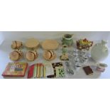 Various ceramics inc part tea service (1 cup a/f), Royal Worcester, silk handkerchiefs,