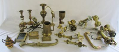 Assorted brass ware inc light fittings