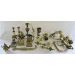 Assorted brass ware inc light fittings