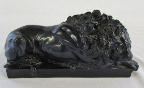 Lion on plinth by Thomas Blakemore Ltd L 22 cm H 11.