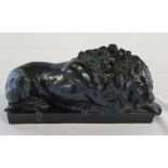 Lion on plinth by Thomas Blakemore Ltd L 22 cm H 11.