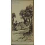 John Fullwood framed etching of a rural scene