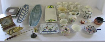 Assorted ceramics inc House of Commons mugs & Poole, clock,