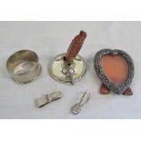 Silver wax holder Chester 1902 weight 0.48 ozt, napkin ring Chester 1906 weight 0.