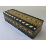 Tunbridge ware dice box with 5 poker dice