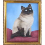 Oil on board of a cat by R Langridge (Horncastle 1982) 29.