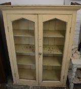 Painted pine glass fronted display cabinet