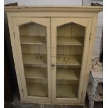 Painted pine glass fronted display cabinet