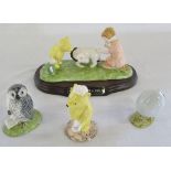 Royal Doulton Winnie the Pooh figures inc Eeyore loses a tail & limited edition 845/2500 Wol signs