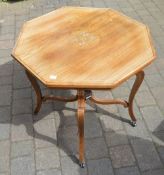 Edwardian octagonal table with inlay (af)