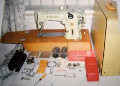 Singer 320k2 free arm convertible electric sewing machine, 1950s/1960s with original manual,