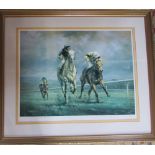 Limited edition Desert Orchid in the Gold cup print signed in pencil by the artist as well as the