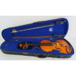 Cased Stentor violin with 2 bows