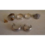 Various silver rings and silver earrings, approx weight 0.