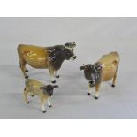 Set of 3 Beswick Jersey cattle - CM Dunsley Coy boy,