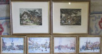 Assorted prints inc Fox Hunting 'The Death' and 'Going Out' painted by G Morland engraved by E Bell