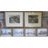 Assorted prints inc Fox Hunting 'The Death' and 'Going Out' painted by G Morland engraved by E Bell