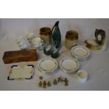 Various ceramics including Royal Doulton, small brass figures,
