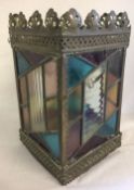 Late 19th century stain glass light fitting a/f H 29.