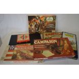 Strategy themed vintage board games including Waddingtons Campaign and Palitoy Battle for Balaclava