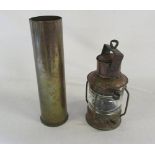 1916 WWI shell case & an Anchor copper ships lamp