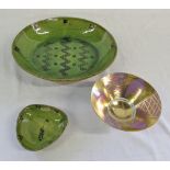 3 piece of studio pottery - John Davidson lustre bowl & 2 Coldstone dishes