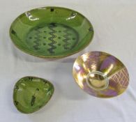 3 piece of studio pottery - John Davidson lustre bowl & 2 Coldstone dishes