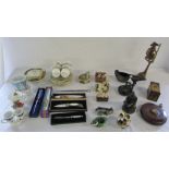 Various ceramics inc cat ornaments and Shelley, tape measure, letter openers,