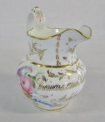 19th Century Staffordshire hand painted jug with inscription 'Thomas & Ann Richardson Ashbourne