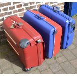 3 Samsonite hard shell suitcases