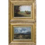 Pair of landscape oil paintings in glazed gilt frames,
